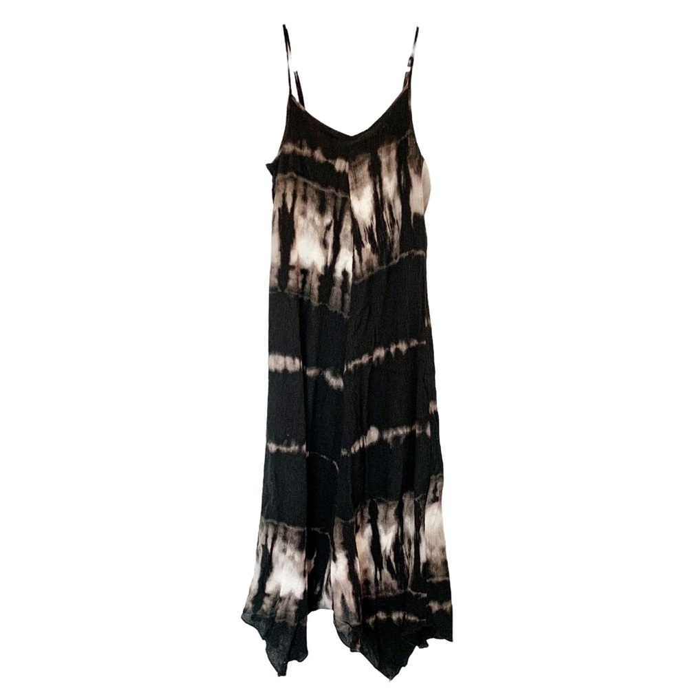 Black & White Tie-dyed Flowy Dress